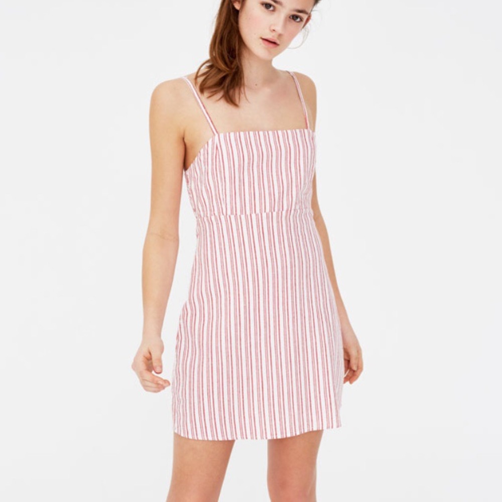 Pull & Bear Red White Striped Dress